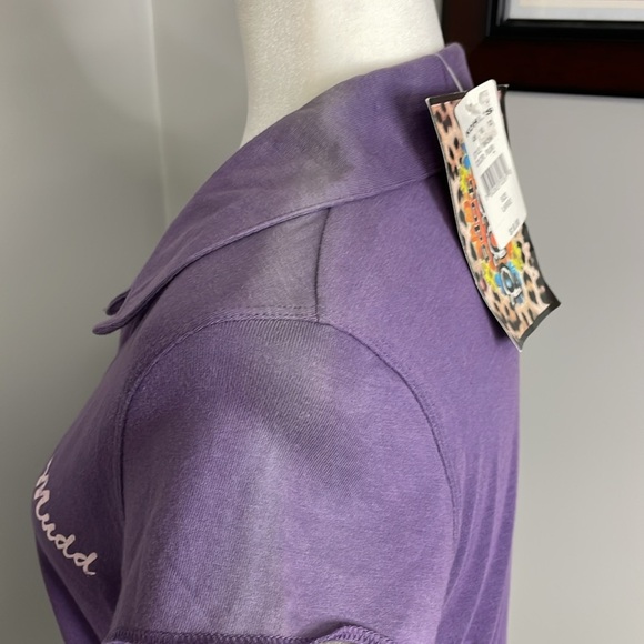MUDD Y2K Cropped 90s Polo Shirt Womens NOS Dead stock Size Large NWT Purple - Picture 3 of 8